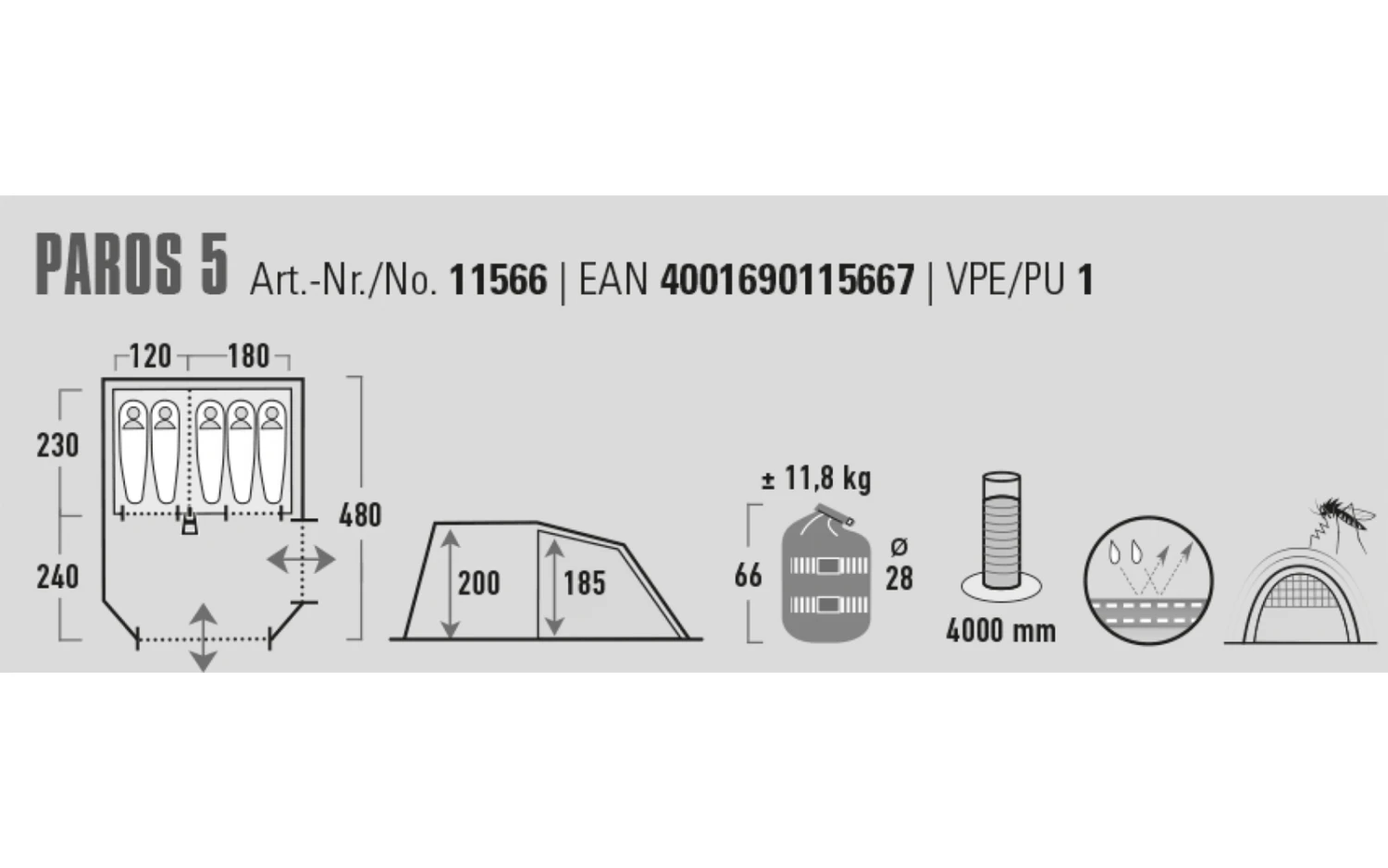 High Peak Paros 5 Tunnelzelt Für 5 Personen 2 High Peak Paros 5 Tunnelzelt Für 5 Personen – Bild 2