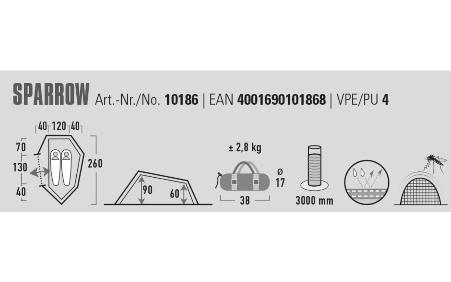 High Peak Sparrow Tunnelzelt 2 Personen 2 High Peak Sparrow Tunnelzelt 2 Personen – Bild 2