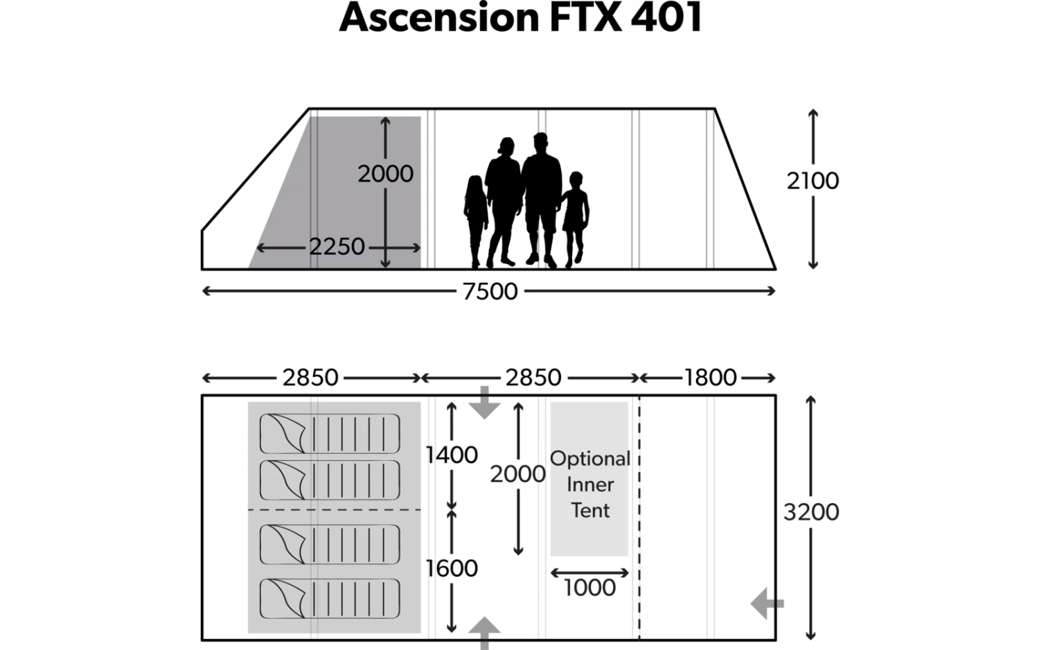 Dometic Ascension FTX 401 +1 Innenzelt / Schlafkabine Für Familienzelt 2 Dometic Ascension FTX 401 +1 Innenzelt / Schlafkabine Für Familienzelt – Bild 2