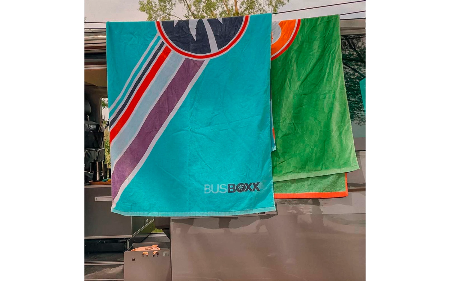 BusBoxx Strandtuch Aus Baumwolle 160 Cm X 80 Cm Blau / Grün 2 BusBoxx Strandtuch Aus Baumwolle 160 Cm X 80 Cm Blau / Grün – Bild 2