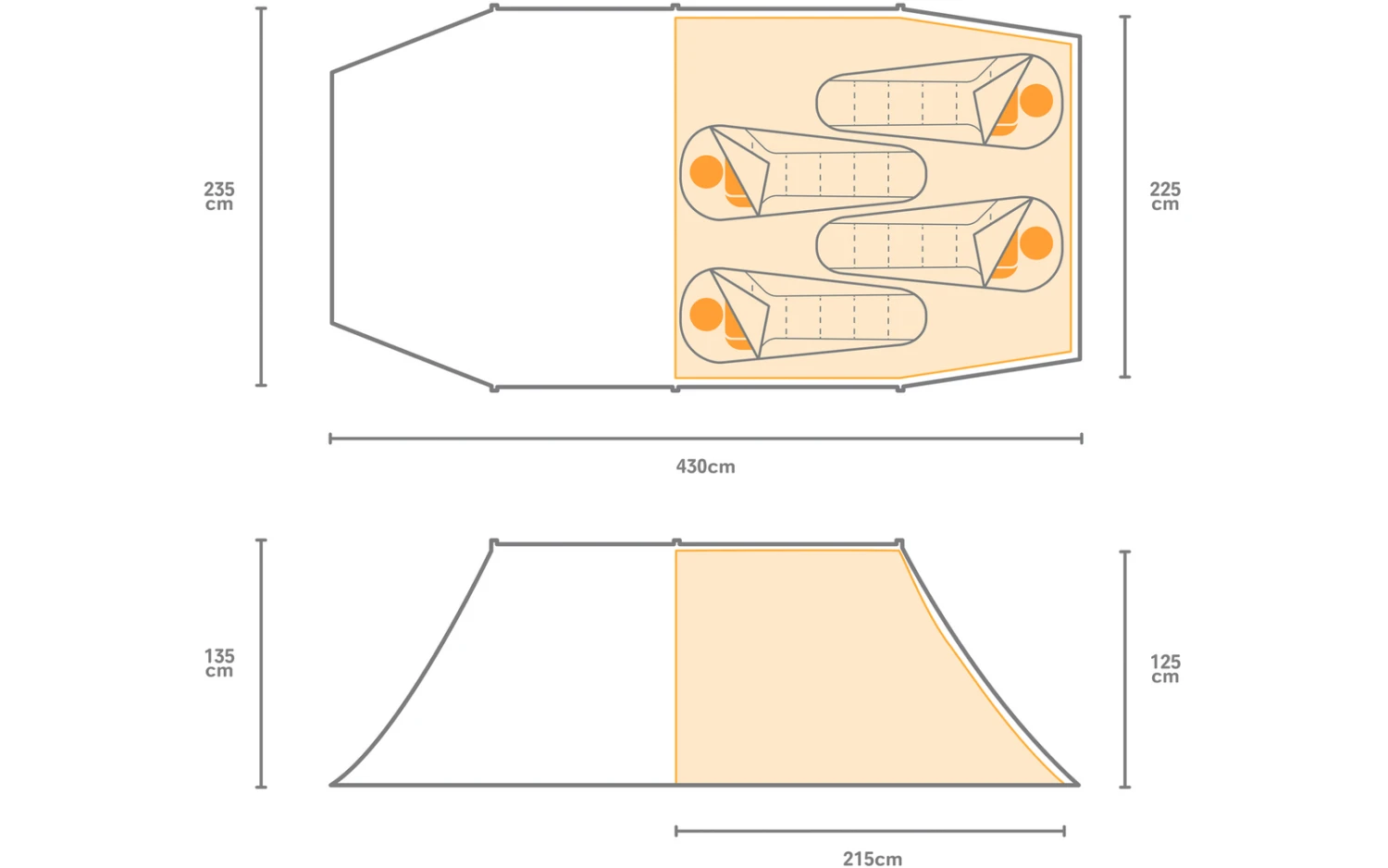 Regatta MontegraTunnelzelt 430 X 235 X 135 Cm Für 4 Personen 2 Regatta MontegraTunnelzelt 430 X 235 X 135 Cm Für 4 Personen – Bild 2