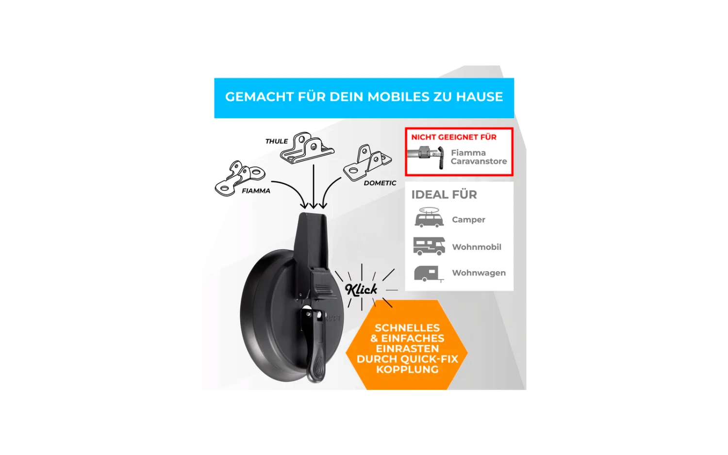 Graft Universal Wohnmobil Markisenhalterset Saugnapf Ø 14 Cm / 2 Stück 2 Graft Universal Wohnmobil Markisenhalterset Saugnapf Ø 14 Cm / 2 Stück – Bild 2