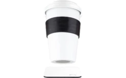 Silwy® To-Go-Cup Porzellan Becher Mit Deckel Inkl. Metall-Nano-Gel Pad Untersetzer (350 Ml)