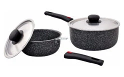 Berger Stone Rock Aluminium Kasserollen Set 6-tlg. Mit Antihaftbeschichtung